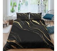 Luxury or swirls Linge de Lit Confortable Microfibre Hypoallergique 3 pièces Abstrait moderne Ensemble De Literie avec 2 x Taies d'oreiller Super Douce for Décoration de Chambre Single（135x200cm）
