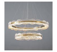 Luxury Pendant Light Round Wave Glass Hanging Lamp Living Room Restaurant Hotel Indoor Transparent Ceiling Lamp (Color : 90cm-Transparent Size : Changeable) (80 50cm)