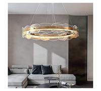 Luxury Pendant Light Round Wave Glass Hanging Lamp Living Room Restaurant Hotel Indoor Transparent Ceiling Lamp (Color : 90cm-Transparent Size : Changeable) (80cm transparent)