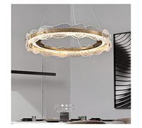 Luxury Pendant Light Round Wave Glass Hanging Lamp Living Room Restaurant Hotel Indoor Transparent Ceiling Lamp (Color : 90cm-Transparent Size : Changeable) (100cm waterripple)