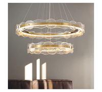 Luxury Pendant Light Round Wave Glass Hanging Lamp Living Room Restaurant Hotel Indoor Transparent Ceiling Lamp (Color : 90cm-Transparent Size : Changeable) (80 50cm)