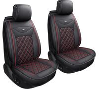 Luxury Pu Leather Front Car Seat Covers-Universal Easy To Install-Airbag Compatible-Protect Your Seats With Style,Black And Red