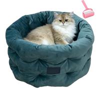 Luxury Soft Cat Bed,High-Raised Edge Cat Cushion,Washable Pet Bed,Indoor Cozy Pet Sleep Sack,Anti-Anxiety Deep Sleep Cats Nest for Small & Medium Cats Dogs (Blue, 48x48x26cm/18.89x18.89x10.23in)