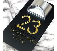 Luxury Solar Power House Number Sign - Plaque de porte en acrylique 3D flottante en acrylique avec lumière LED, plaque d'adresse moderne personnalisée pour mur intérieur, Weatherproof Laser Cut Number