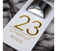Luxury Solar Powered House Number Sign - Plaque murale en acrylique 3D flottante blanche et dorée avec lumière LED, plaque d'adresse moderne personnalisée pour mur intérieur, étanche au laser