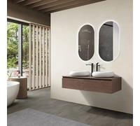 LuxuryBain - Meuble de Salle de Bain Double Vasque 120cm Bois foncé avec Miroir LED