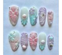 Luxurys Ombres Faux Ongles Avec Étoiles De Mer En Détail 24 Pièces Presse Sur Ensemble Pour Femmes Matériaux ABS Manucure Instantanée Faux Brillants