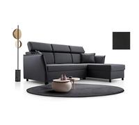 Luxus - Grand canapé-lit pratique - Appuie-tête réglables - Canapé lit d'angle avec fonction couchage et tiroir de lit - 198 x 127 cm - Canapé à droite - Dimensions : 227 x 161 cm - Graphite