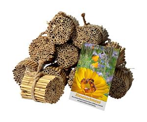 Luxus-Insektenhotels 22690e Lot de 10 fagots de roseaux 1000 tiges au Total Longueur 9 cm + Sachet de graines Paradis à Abeilles de 35 variétés de Fleurs différentes