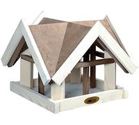 Luxus-Vogelhaus 47880e Mangeoire de Luxe à 4 frontons Design rétro en Bois de pin glacé Marron/Blanc