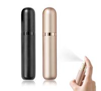 Luxvara 2 Pièces Vaporisateur Vide, 5ML Vaporisateur Parfum Rechargeable Voyage Vide, Mini Distributeurs d'après-rasage pour les Voyages, les Femmes et les Hommes (Noir+Champagne)