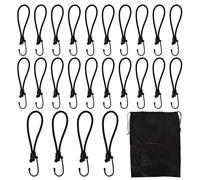 Luxvara 24 Pièces Tendeurs de Bâche avec Crochets, Tendeur Elastique de Tension avec Crochet et Sac Pratique, Crochet Tendeur Elastique Courts, Extenseur pour Bannières Filets Bâches, 19.5cm