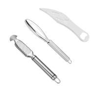 Luxvara 3 Pièces Ecailleur Poisson, Grattoir à Ecailles de Poisson, Écailleurs de Poissons en Acier Inoxydable, Grattoir Anti-Projection avec Manche Ergonomique pour Cuisine Maison Restaurants
