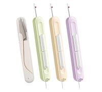 Luxvara 3 Pièces Enfile Aiguille, Outil 2 en 1 Enfile-Aiguille Découseur, Enfile Aiguille Machine à Coudre, Decouseur Fil Couture et Ciseaux à Ressort, pour Tricot Broderie, 3 Couleurs