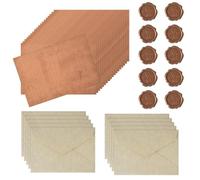 Luxvara 40 Pièces Papier Lettre Vintage, Set de Papeterie Vintage, Papier à Lettres Ancien avec 10 Enveloppes et 10 Autocollants de Sceau en Cire, pour Mariage Invitation Correspondance Romantique