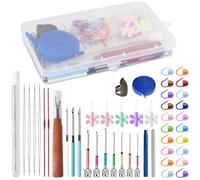 Luxvara 46 Pièces Kit D'Aiguilles à Poinçonner, Aiguille Punch Needle avec Enfileurs D'Aiguille, Aiguilles de Poinçonnage avec Marqueurs de Mailles, Kit D'Aiguille à Puncher Stylo Broderie pour DIY