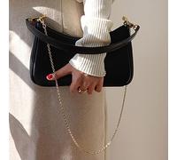 Luxvara Bandoulière en PU avec Fermeture Éclair, Petit Sac à Bandoulière avec Chaîne, Petit Sac à Main Porté Épaule Femme, Pochettes et Clutches Sac a Main Femme pour Voyage Fête Bureau (Noir)