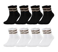 Luxvara Chaussettes Léopard Femme, 8 Paires Chaussettes Sport Femme, Chaussette Mi Mollet, Noir et Blanc, Taille Unique