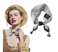 Luxvara Écharpe Mousseline Carrée Femme, Écharpe Rétro, Léger et Doux Foulard, 4 Saisons Foulard Wrap, 60 x 60 cm (Noir)