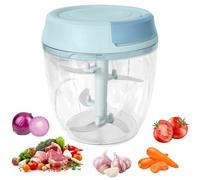 Luxvara Hachoir Manuel, 900 ML Coupe Mixeur Oignon Manuel Polyvalent avec 5 Lames En Acier Inoxydable, Coupe Oignon Facile à Nettoyer Fines Herbes pour Légumes Viande et Aliments pour Bébés, Bleu