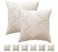 Luxvara Lot de 2 Housse Décorative de Coussin en Coton, Décorer Ferme Deco Carré Bohème Uniquement pour Maison Salon Chambre Décoration D'intérieur Canapé Voiture, 45x45cm (Gris)