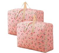 Luxvara Lot de 2 Sacs de Rangement, Sacs de Rangements Étanches, Sac de Déménagement Étanches avec Zip, Sac Demenagement Grand Format pour Couettes Literie Vêtements, Rose