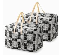 Luxvara Lot de 2 Sacs de Rangement, Sacs de Rangements Étanches, Sac de Déménagement Étanches avec Zip, Sac Demenagement Grand Format pour Couettes Literie Vêtements (Noir)