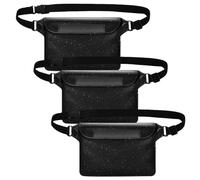Luxvara Lot de 3 Pochettes Étanches, Pochette Ceinture, Sac Imperméable avec Sangle Réglable, Pochette Etanche Téléphone pour Natation Plage Kayak Pêche Randonnée, Noir Transparent