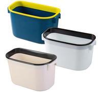 Luxvara Lot de 3 Poubelle Murale, Accrocher La Poubelle, Poubelles Suspendue Cuisine, Mini Bac de Rangement pour Cuisine, Salle de Bain, Bureau, Camping (Blanc/Beige/Bleu)