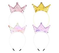 Luxvara Lot de 4 Serre-Têtes à Paillettes, Bandeaux Couronne à Paillettes Dorées, Couronnes de Princesse Dorées, Diadèmes Brillants pour Anniversaire, Noël, Carnaval et Séances Photo (4 Couleurs)