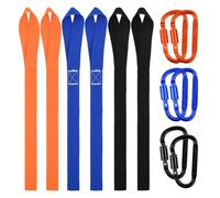 Luxvara Lot de 9 Sangles D'arrimage Souples, Sangles D'arrimage à Boucle Souple Multi-Usages, Sangle de Remorquage Vélo avec 6 Crochets à Vis pour Moto, Quad, Remorque, Camping (Noir/Bleu/Orange)