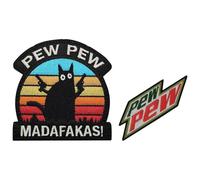 Luxvara PEW PEW MADAFAKAS Patch Moral Brodé Ecusson Militaire, 2Pcs Patch Bbrodé Personnalisé pour Plusieurs de Vêtements Gilet Vestes Chemises de Travail Sac à dos