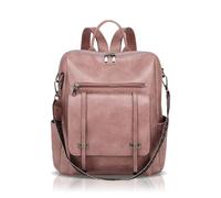 Luxvara Sac à Dos Femme Imperméable Anti-Vol Léger en Cuir PU, Daypack Sac à Épaule Sac Bandoulière Sac à Main, Sac à Dos pour Femme pour le Travail Bureau École Voyages Shopping (Rose)