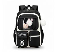 Luxvara Sac à Dos Scolaire Fille, Cartable Sac d'École Adolescent 6-12 Ans, Imperméable Léger Respirant avec Pompon, Plusieurs Compartiments pour Ordinateur Portable, Pour Collège Lycée Primaire