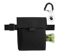 Luxvara Sac à Friandises pour Chien, Pochette Friandises Chien, Noir, avec Clicker D'entraînement, Tissu Oxford, avec Ceinture Ajustable, pour Le Dressage, Les Voyages Marcher