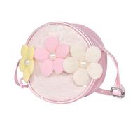 Luxvara Sac à Main à Bandoulière avec Fleurs pour Filles, Sac à Bandoulière en PU, Princesse Mini-Sacs, pour Filles, Enfants, Tout-Petits,Rose
