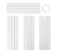 Luxvara Set 4 Pièces Grattoir à Gâteau, Gâteau Plus Lisse, Racloir à Crème, avec Anneau de Rangement, 20.5x7cm, Plastique, pour Décoration Cuisine Moule,Cuisson Outil DIY,Décoration Dessert (Blanc)