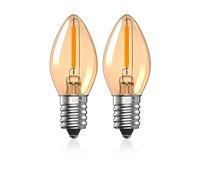 Luxvista Ampoules LED E14 0.5W, Veilleuse C7, Ampoule LED Sel 2200K Ambre Blanc Chaud, Edison Vintage Petite Vis SES, Mini Ampoule Bougie E14-2Pack