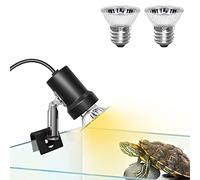 Luxvista Lampe Chauffante E27 à Gradation pour Tortue avec Base Métallique Rotative à 360°, Lampe Chauffante en Verre pour Reptiles et Amphibiens avec Ampoule de 25W, 50W