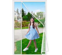 Luxvix Moustiquaire Magnétique Ouverture Latérale Porte, 120x220 cm Rideaux Aimantée Sans Percage, Moustiquaires Ementer Aimanté pour Porte Exterieur, Balcon, Camping car, Terrasse Blanc