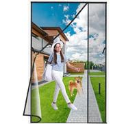 Luxvix Moustiquaire Porte Magnétique à Ouverture Latérale, 160x220 cm Maille Très Dense Aimantée Rideau Avec Bande Adhésive, Fermeture Magnétique, Rideau Anti Mouche Pour Porte De Fenêtre Noir