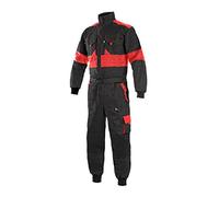 Luxy Canis CXS Robert Combinaison de travail pour homme avec fermeture éclair en coton pour peintre de jardinier rallye Combi, poches de mécanicien Noir avec rouge - Noir - 48