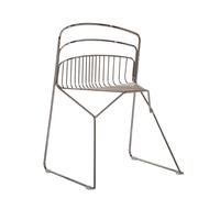 LUXY RIBELLE - Lot de 2 chaises design en acier avec base en traîneau, assise empilable pour intérieur et extérieur protégé, fabriquée en Italie (lot de 2) (chromée)