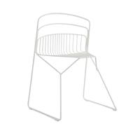 LUXY Ribelle - Lot de 2 chaises design en acier avec base en traîneau, assise empilable, pour intérieur et extérieur, fabriquée en Italie (blanc)