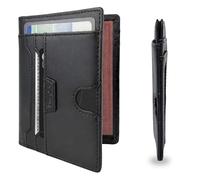 LuxyGo Porte Carte en Cuir véritable - Protection RFID/NFC Anti-piratage - 9 emplacements pour Cartes et Documents d’identité français - Format Slim Bifold élégant - Idée Cadeau pour Homme et Femme