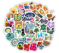 Luxylei 50 Pcs Dessin Animé Hawaii Plage Tropicale Autocollant Été Fleur Jouets Ordinateur Portable Planche À roulettes Bagages Casque Autocollants