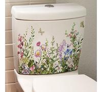 Luxylei Autocollant De Toilette Plante Verte, Autocollant Mural De Feuilles, Autocollant Mural Auto-adhésif De WC, Belle Fleur, Décoration De Salle De Bain De Maison