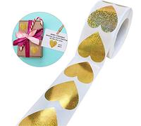 Luxylei Autocollants holographiques de Cadeau de Coeur 500pcs étiquettes adhésives en Forme de Coeur d'or métallique pour la fête de Mariage de la Saint-Valentin