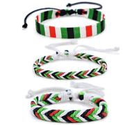 Luxylei Bracelets Tissés Palestine 3 Pièces en Corde De Coton du Moyen-Orient - Réglables avec Drapeau National De Ficelle
