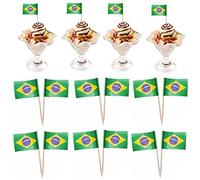 Luxylei Brésil Drapeau Bâtons 50pcs Mini Drapeaux De Cure-Dents Brésiliens Petits Drapeaux Brésiliens Choix De Pays Cocktail Cupcake Toppers Décoration De Fête